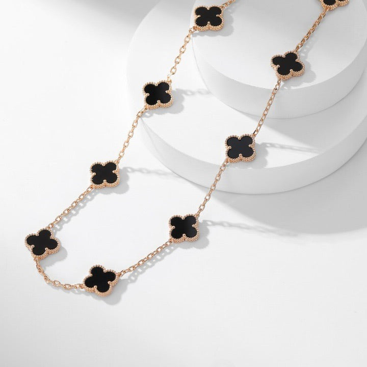 [⭐⭐JeweliWhal]CLOVER 10 MOTIVE ONYX-HALSKETTE