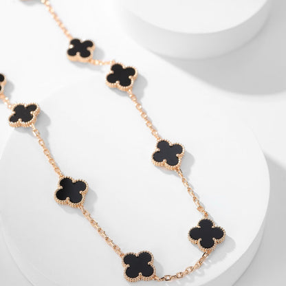 [⭐⭐JeweliWhal]CLOVER 10 MOTIVE ONYX-HALSKETTE