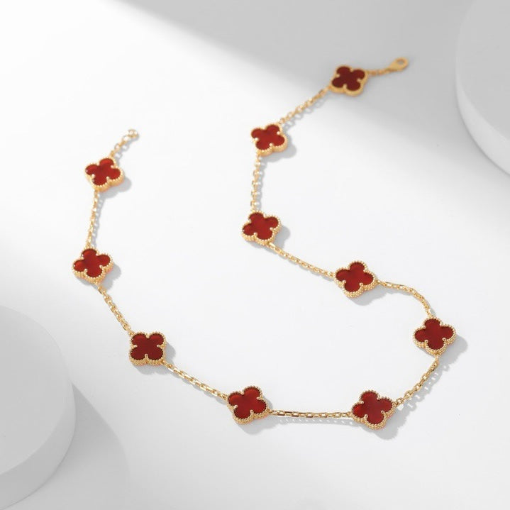 [⭐⭐JeweliWhal]CLOVER 10 MOTIFS CARNELIAN NECKLACE