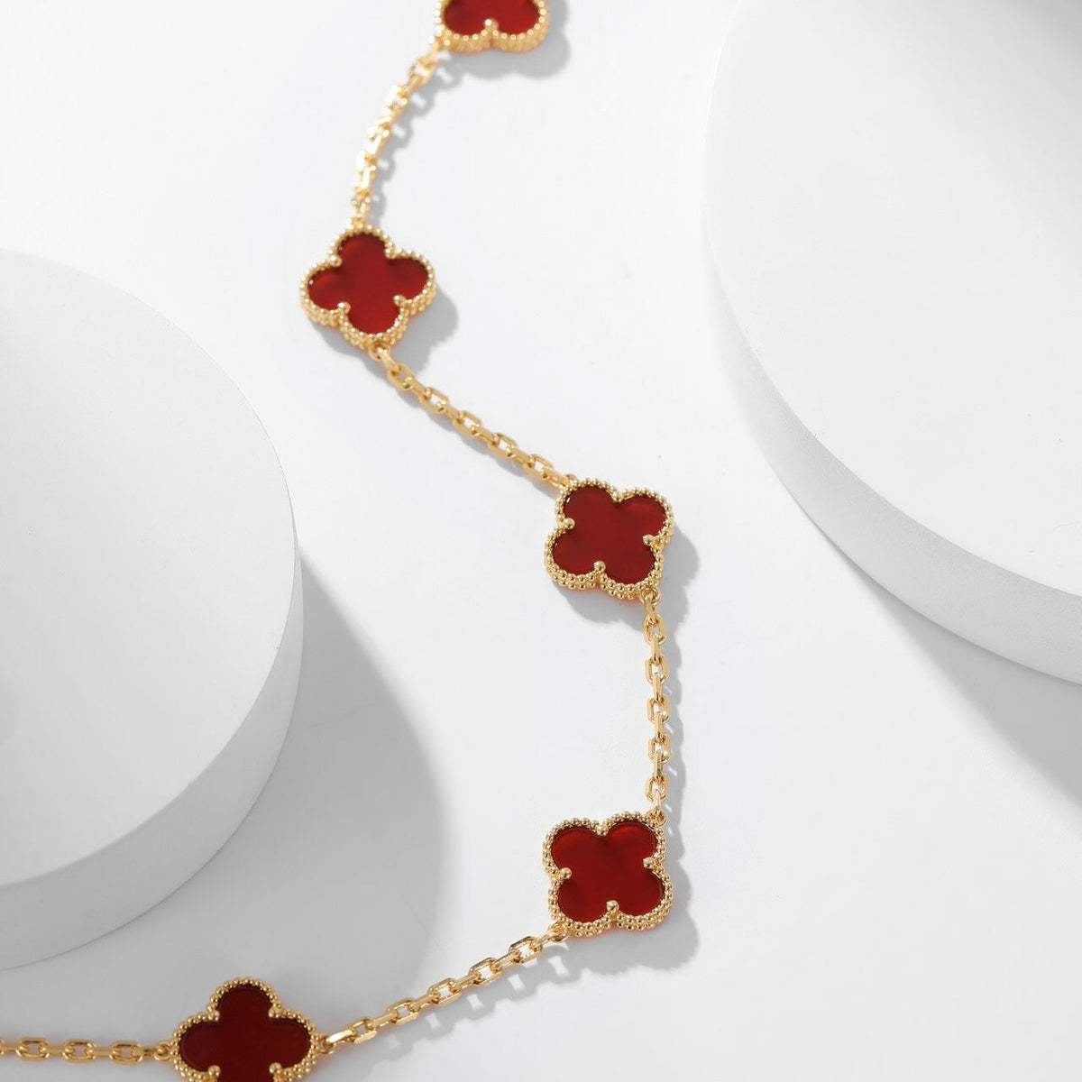 [⭐⭐JeweliWhal]CLOVER 10 MOTIFS CARNELIAN NECKLACE