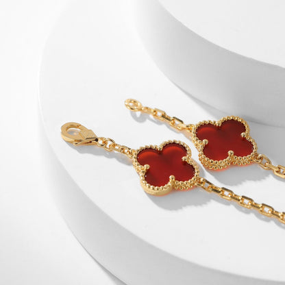 [⭐⭐JeweliWhal]CLOVER 10 MOTIFS CARNELIAN NECKLACE