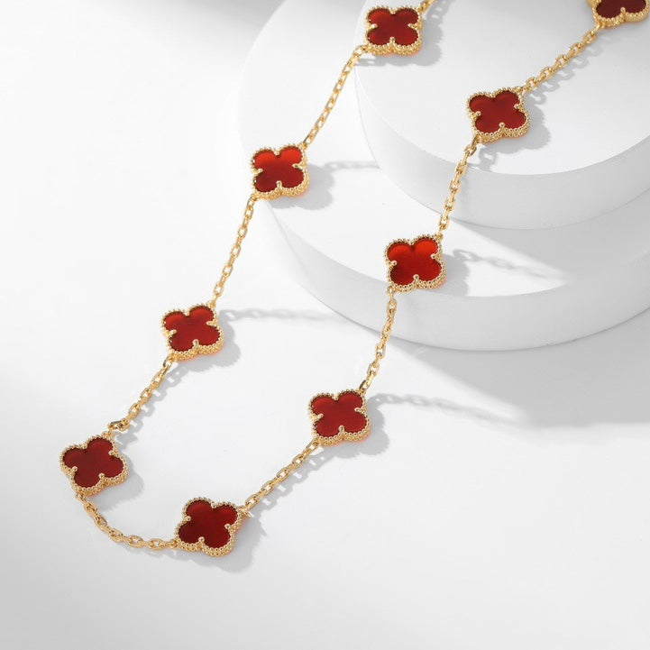 [⭐⭐JeweliWhal]CLOVER 10 MOTIFS CARNELIAN NECKLACE