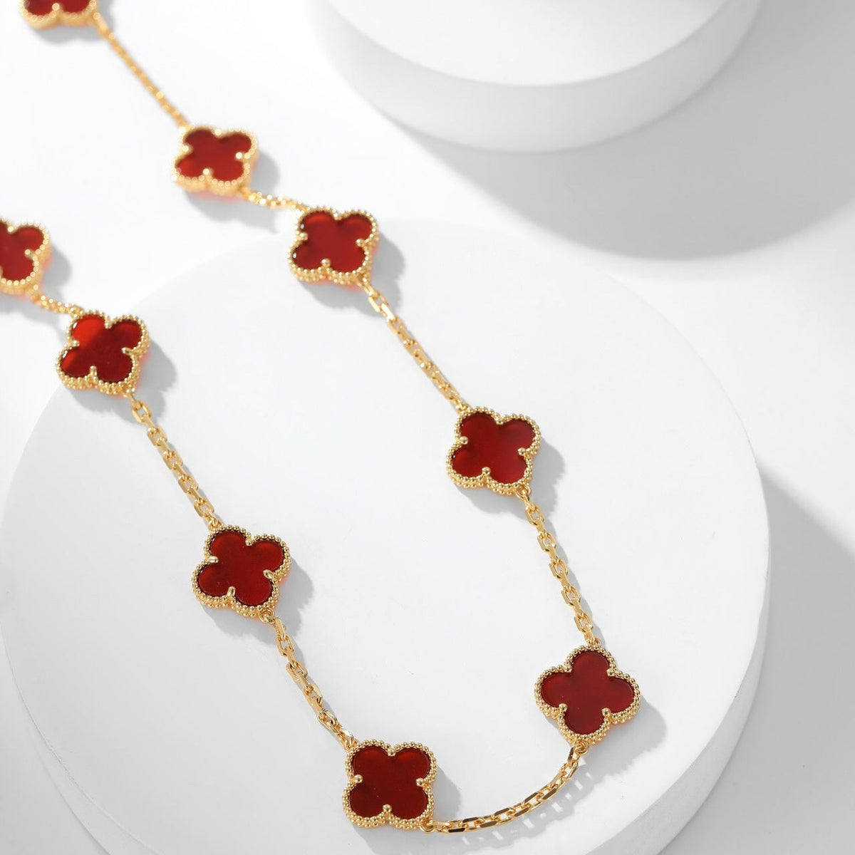 [⭐⭐JeweliWhal]CLOVER 10 MOTIFS CARNELIAN NECKLACE