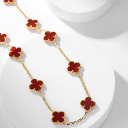 [⭐⭐JeweliWhal]CLOVER 10 MOTIFS CARNELIAN NECKLACE