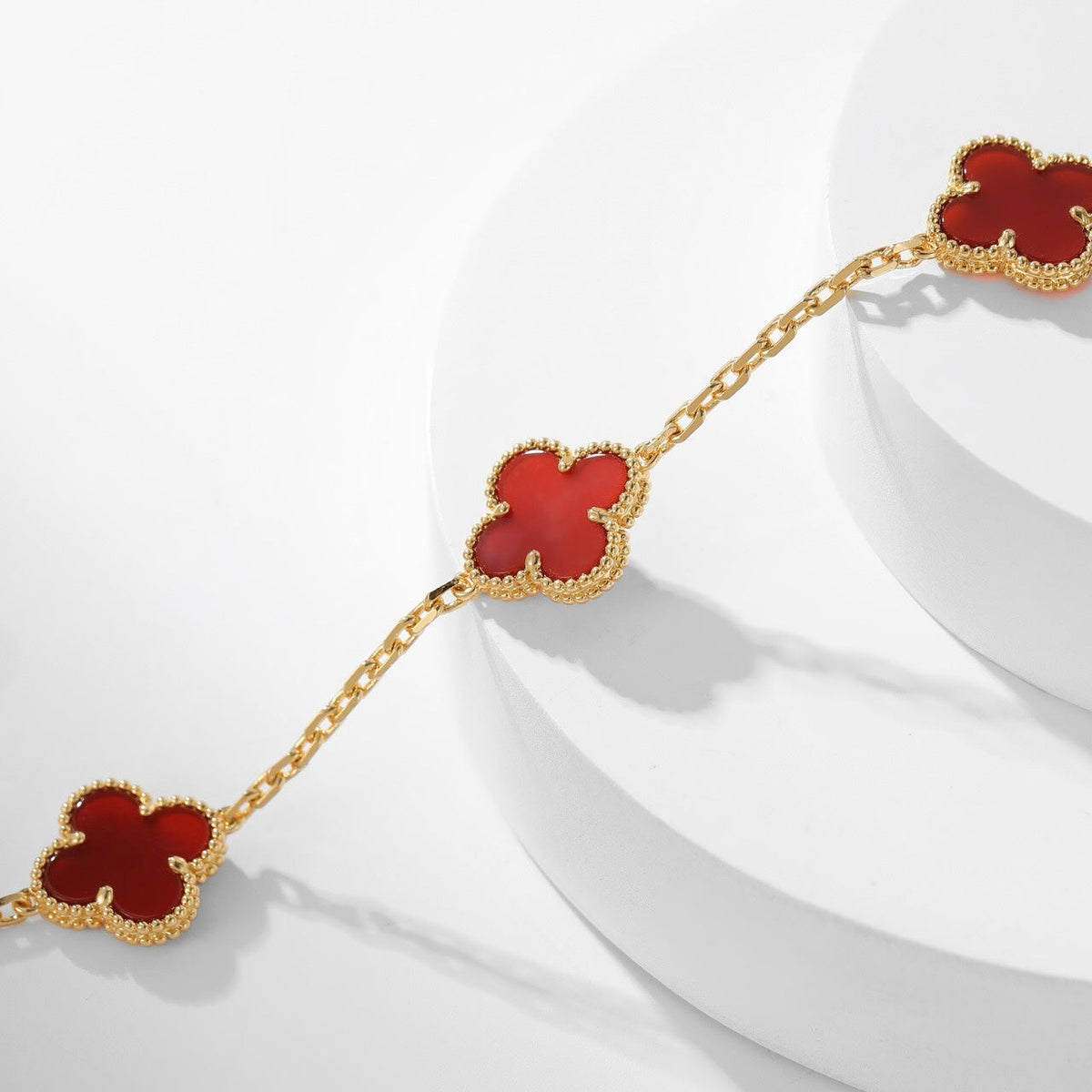 [⭐⭐JeweliWhal]CLOVER 10 MOTIFS CARNELIAN NECKLACE