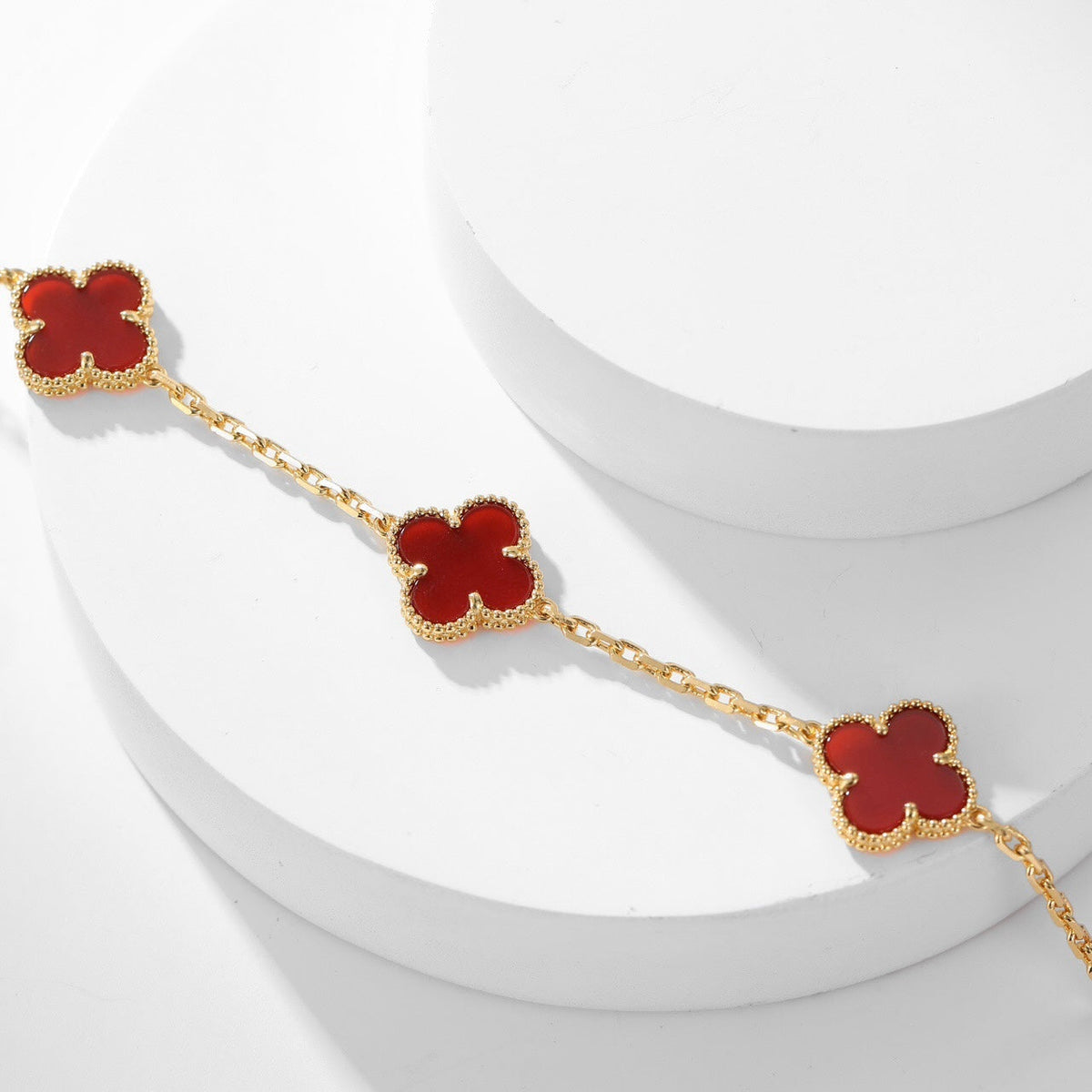 [⭐⭐JeweliWhal]CLOVER 10 MOTIFS CARNELIAN NECKLACE