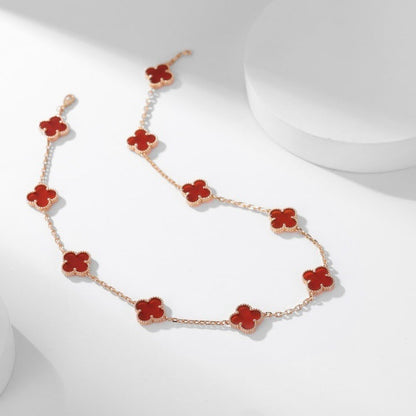 [⭐⭐JeweliWhal]CLOVER 10 MOTIFS CARNELIAN NECKLACE