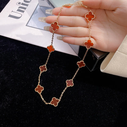 [⭐⭐JeweliWhal]CLOVER 10 MOTIFS CARNELIAN NECKLACE