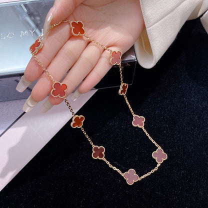 [⭐⭐JeweliWhal]CLOVER 10 MOTIFS CARNELIAN NECKLACE