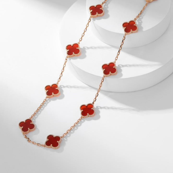 [⭐⭐JeweliWhal]CLOVER 10 MOTIFS CARNELIAN NECKLACE