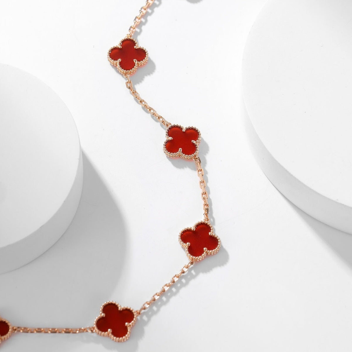 [⭐⭐JeweliWhal]CLOVER 10 MOTIFS CARNELIAN NECKLACE