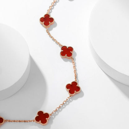 [⭐⭐JeweliWhal]CLOVER 10 MOTIFS CARNELIAN NECKLACE