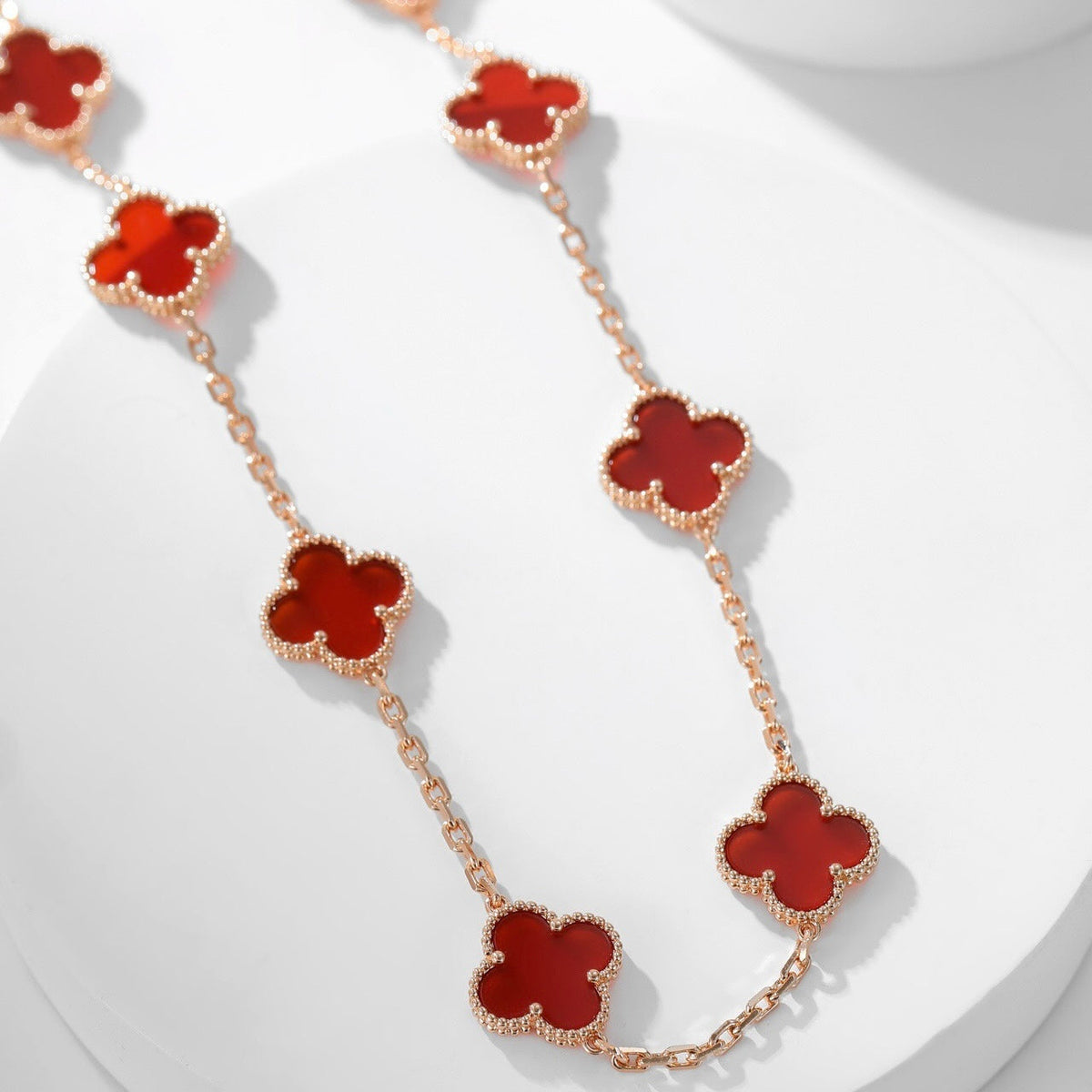 [⭐⭐JeweliWhal]CLOVER 10 MOTIFS CARNELIAN NECKLACE