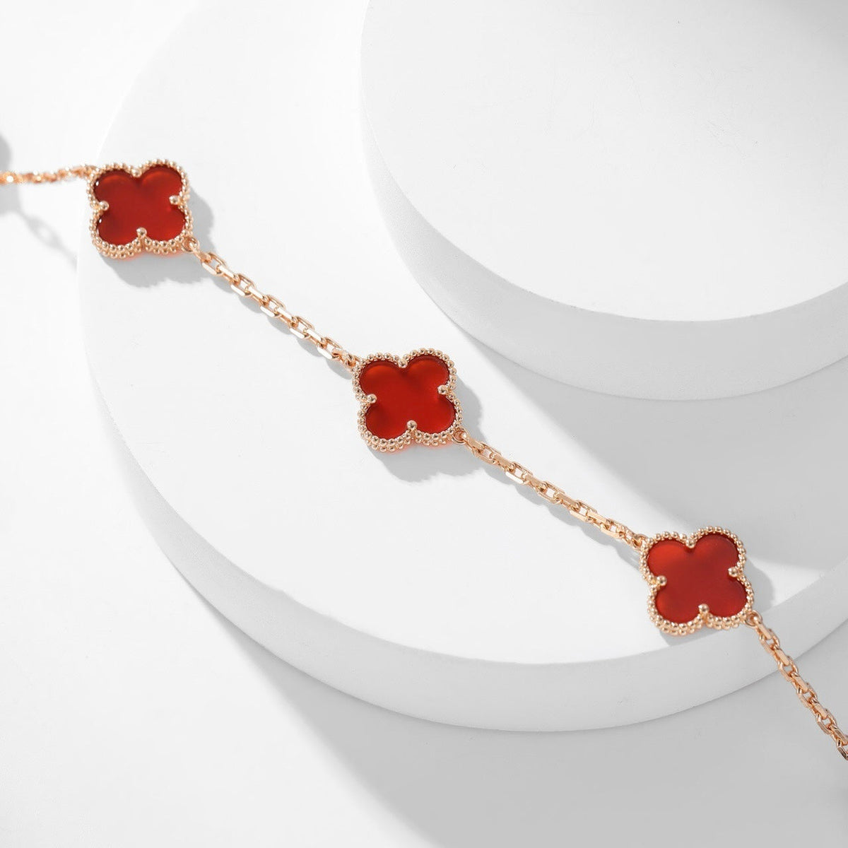 [⭐⭐JeweliWhal]CLOVER 10 MOTIFS CARNELIAN NECKLACE