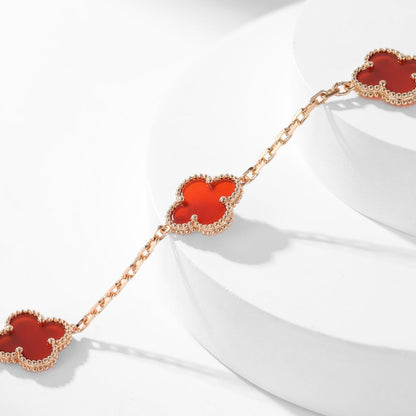 [⭐⭐JeweliWhal]CLOVER 10 MOTIFS CARNELIAN NECKLACE