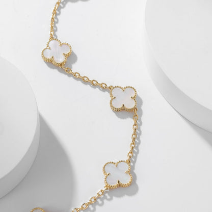[⭐⭐JeweliWhal]CLOVER HALSKETTE MIT 10 MOTIVEN AUS WEISSEM PERLMUTT