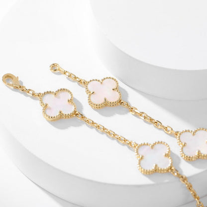 [⭐⭐JeweliWhal]CLOVER HALSKETTE MIT 10 MOTIVEN AUS WEISSEM PERLMUTT