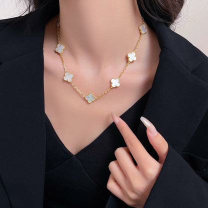 [⭐⭐JeweliWhal]CLOVER HALSKETTE MIT 10 MOTIVEN AUS WEISSEM PERLMUTT