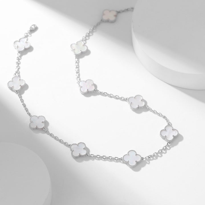 [⭐⭐JeweliWhal]CLOVER HALSKETTE MIT 10 MOTIVEN AUS WEISSEM PERLMUTT