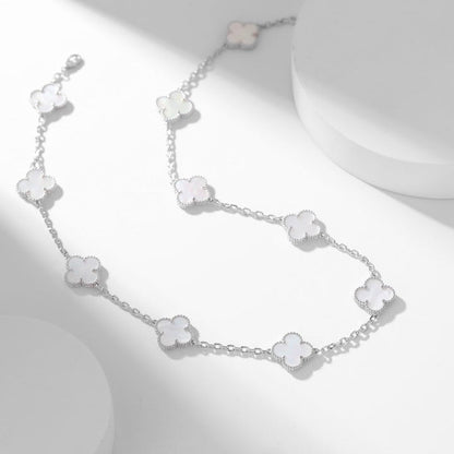 [⭐⭐JeweliWhal]CLOVER HALSKETTE MIT 10 MOTIVEN AUS WEISSEM PERLMUTT