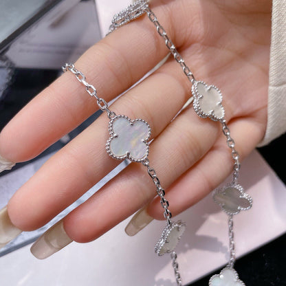 [⭐⭐JeweliWhal]CLOVER HALSKETTE MIT 10 MOTIVEN AUS WEISSEM PERLMUTT