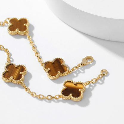 [⭐⭐JeweliWhal]CLOVER 10 MOTIFS TIGER EYE NECKLACE
