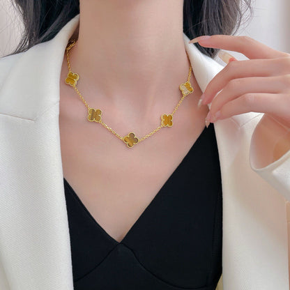 [⭐⭐JeweliWhal]CLOVER 10 MOTIFS TIGER EYE NECKLACE