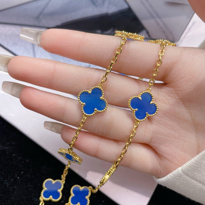 [⭐⭐JeweliWhal]CLOVER 10 MOTIFS BLUE AGATE NECKLACE