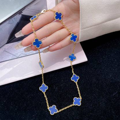 [⭐⭐JeweliWhal]CLOVER 10 MOTIFS BLUE AGATE NECKLACE