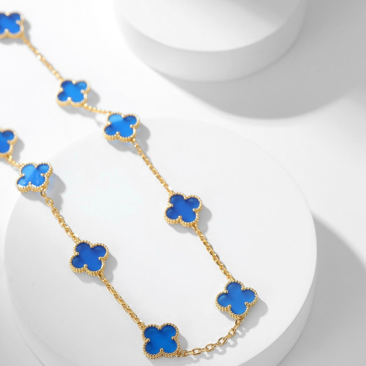 [⭐⭐JeweliWhal]CLOVER 10 MOTIFS BLUE AGATE NECKLACE