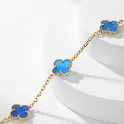 [⭐⭐JeweliWhal]CLOVER 10 MOTIFS BLUE AGATE NECKLACE