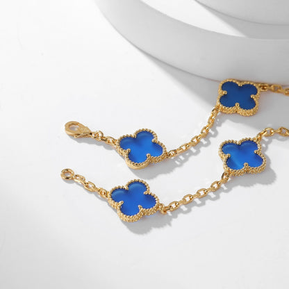[⭐⭐JeweliWhal]CLOVER 10 MOTIFS BLUE AGATE NECKLACE