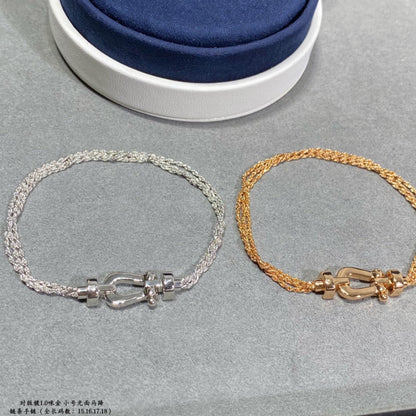 [⭐⭐JeweliWhal]FORCE SMALL HORSESHOE  DIAMOND CHAIN ROPE BRACELET