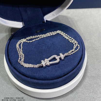 [⭐⭐JeweliWhal]FORCE SMALL HORSESHOE  DIAMOND CHAIN ROPE BRACELET