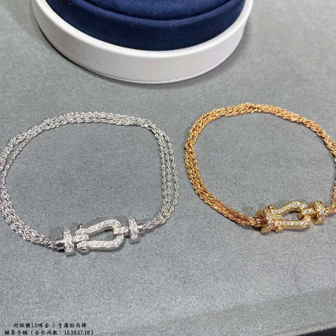 [⭐⭐JeweliWhal]FORCE SMALL HORSESHOE  DIAMOND CHAIN ROPE BRACELET