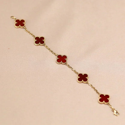 [⭐⭐JeweliWhal] CLOVER 5 MOTIF RED CORNELIAN BRACELET COLLECTION
