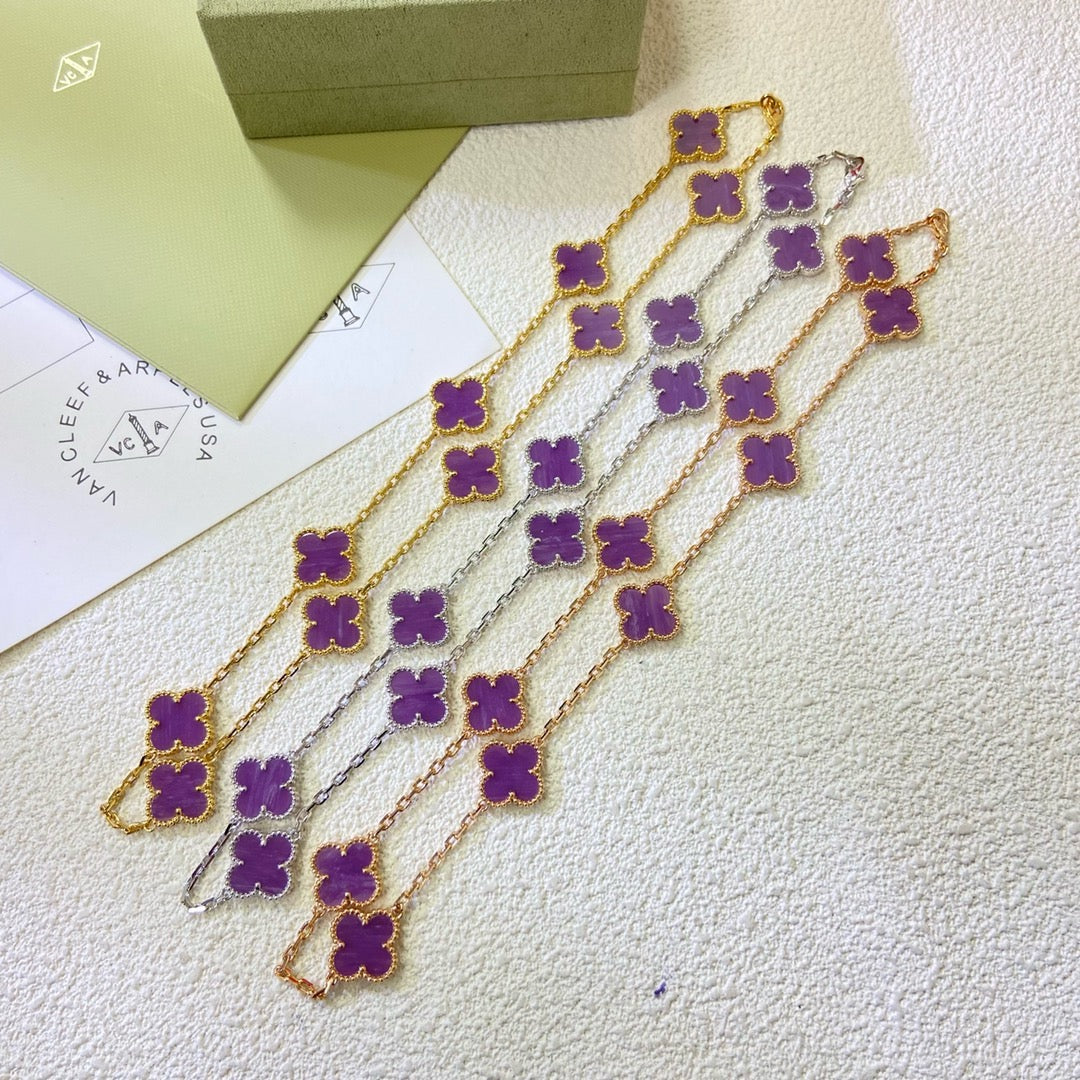 [⭐⭐JeweliWhal Jewelry]CLOVER 10 MOTIFS  PURPLE VIOLET  NECKLACE