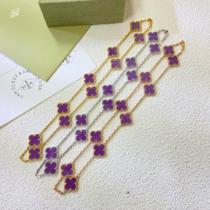 [⭐⭐JeweliWhal Jewelry]CLOVER 10 MOTIFS  PURPLE VIOLET  NECKLACE