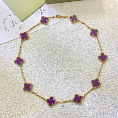 [⭐⭐JeweliWhal Jewelry]CLOVER 10 MOTIFS  PURPLE VIOLET  NECKLACE