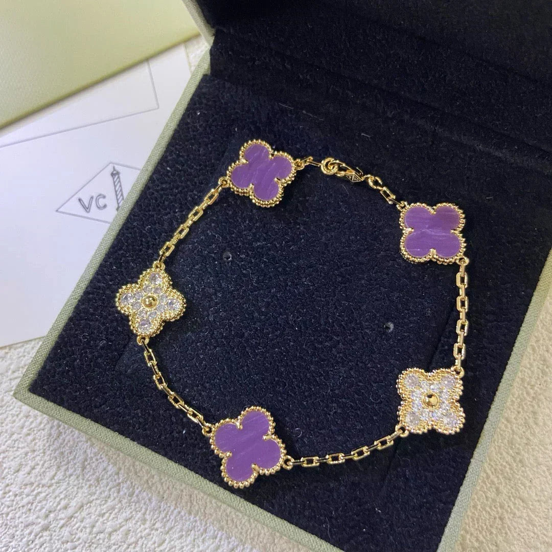 [⭐⭐JeweliWhal] KOLLEKTION CLOVER 5-MOTIV ARMBAND VIOLETT