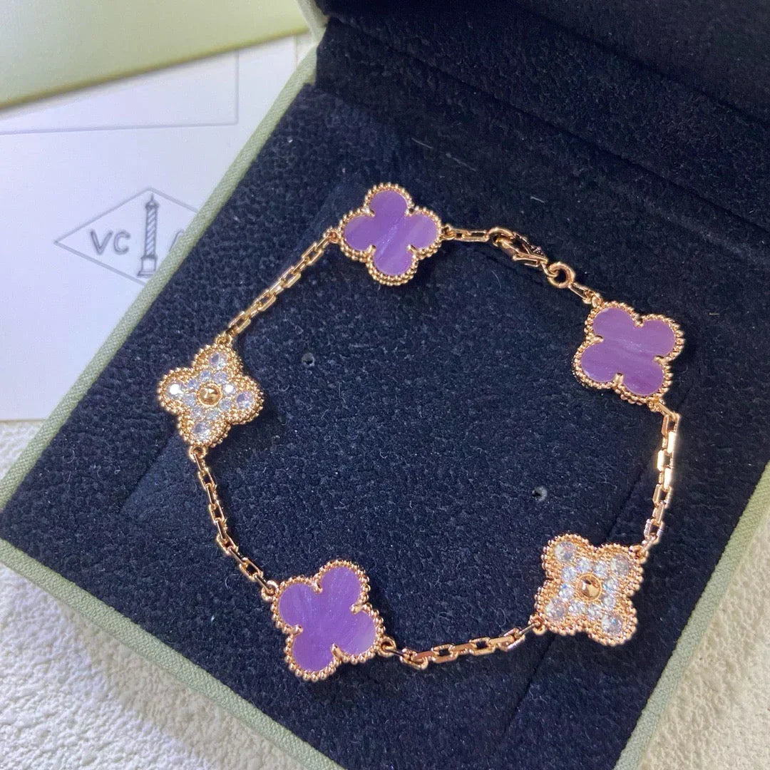 [⭐⭐JeweliWhal] KOLLEKTION CLOVER 5-MOTIV ARMBAND VIOLETT