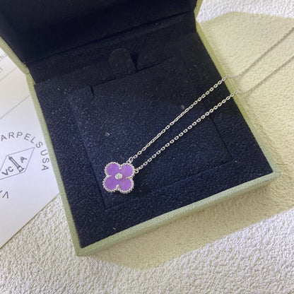 [⭐⭐JeweliWhal Schmuck]CLOVER 15MM DIAMANT-HALSKETTE VIOLETT
