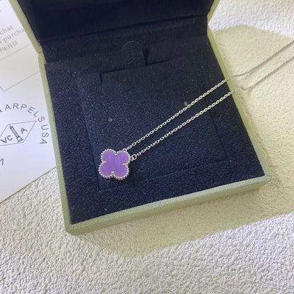 [⭐⭐JeweliWhal Jewelry]CLOVER 15MM  PURPLE VIOLET NECKLACE