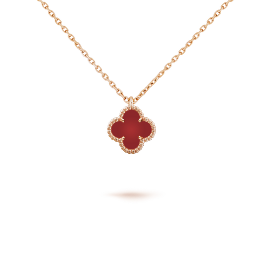 [⭐⭐JeweliWhal]CLOVER MINI 9.5MM WHITE CARNELIANS NECKLACE