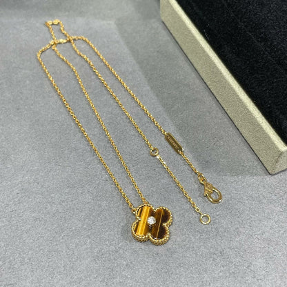 [⭐⭐JeweliWhal]CLOVER 15MM DIAMOND AND YELLOW TIGER'S EYE AGATE necklace