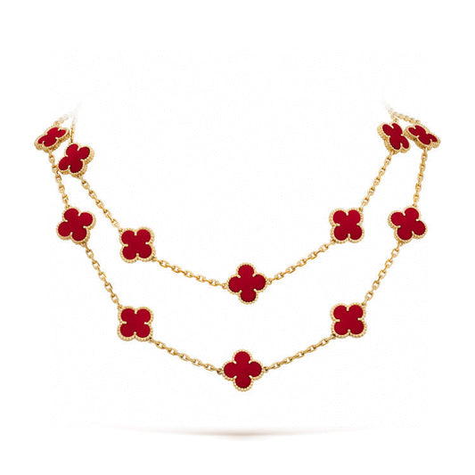 [⭐⭐JeweliWhal]CLOVER 20 MOTIFS CARNELIAN NECKLACE