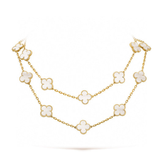 [⭐⭐JeweliWhal]CLOVER 20 MOTIFS WHITE MOP NECKLACE