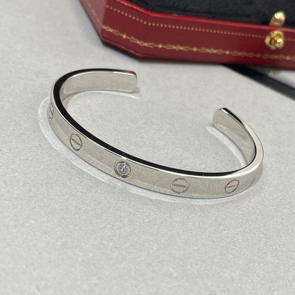 [⭐⭐JeweliWhal]LOVE BRACELET 6.1MM 1 DIAMOND OPEN CUFF