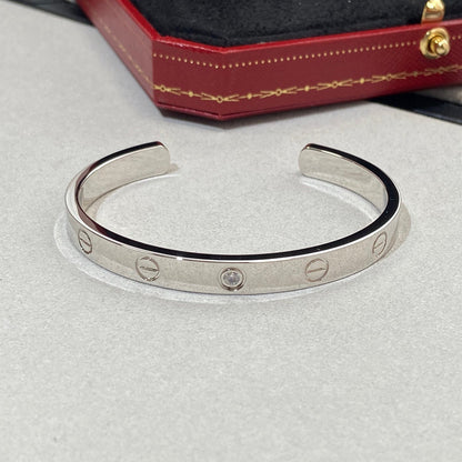 [⭐⭐JeweliWhal]LOVE BRACELET 6.1MM 1 DIAMOND OPEN CUFF