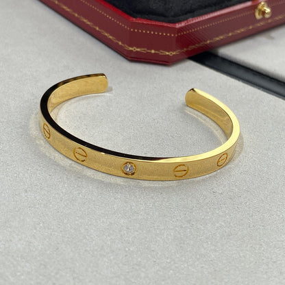 [⭐⭐JeweliWhal]LOVE BRACELET 6.1MM 1 DIAMOND OPEN CUFF